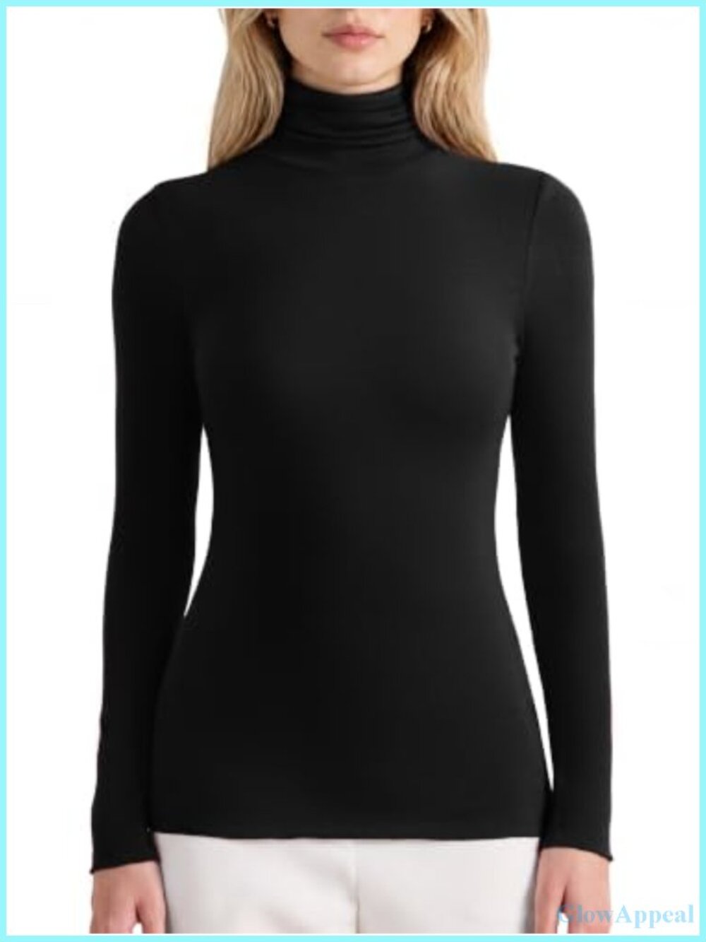 Cashmere Blend Turtleneck Long Sleeve Fitted Fall Winter Shirt